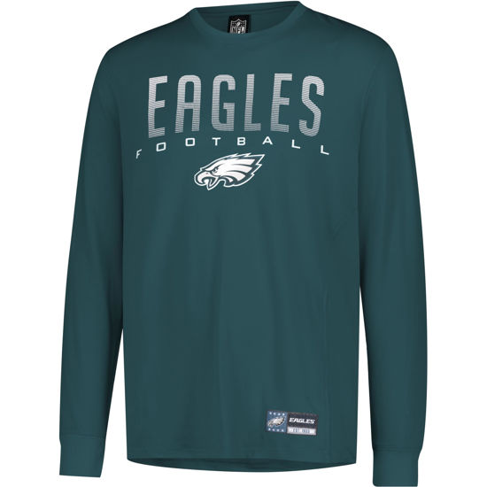 Picture of Ultra Game NFL Men's Active Quick Dry Long Sleeve T-Shirt, Philadelphia Eagles, Team Color, Small