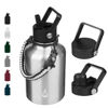 Picture of BJPKPK Insulated Water Bottles with Straw Lid,50oz Large Water Bottle,Stainless Steel Vacuum Water Bottle,Hot & Cold Insulated Water Bottles with 3 Lids and Paracord Handle,Stainless Steel