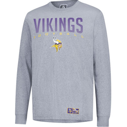 Picture of Ultra Game NFL Official Adults Super Soft Game Day Long Sleeve T-Shirt - Unisex, Minnesota Vikings, Heather Gray, Small