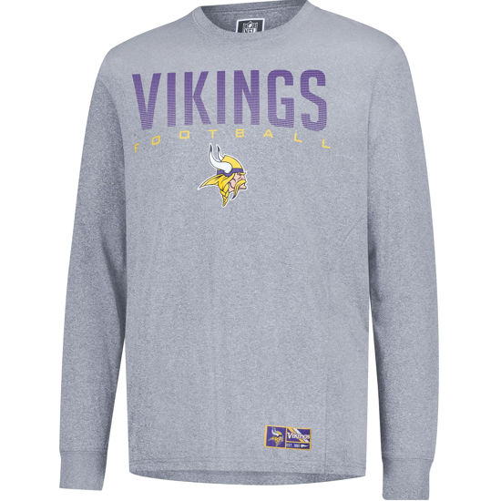Picture of Ultra Game NFL Official Adults Super Soft Game Day Long Sleeve T-Shirt - Unisex, Minnesota Vikings, Heather Gray, Small