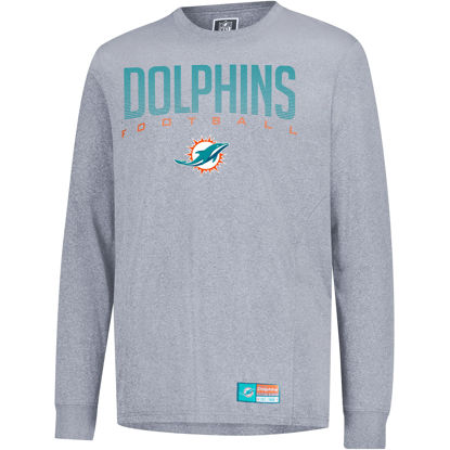 Picture of Ultra Game NFL Men's Active Quick Dry Long Sleeve T-Shirt, Miami Dolphins, Heather Gray, Medium