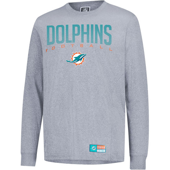 Picture of Ultra Game NFL Official Adults Super Soft Game Day Long Sleeve T-Shirt - Unisex, Miami Dolphins, Heather Gray, Small