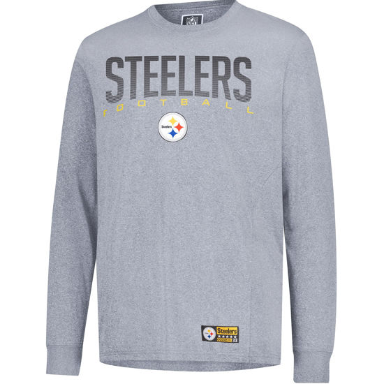 Picture of Ultra Game NFL Official Adults Super Soft Game Day Long Sleeve T-Shirt - Unisex, Pittsburgh Steelers, Heather Gray, Small
