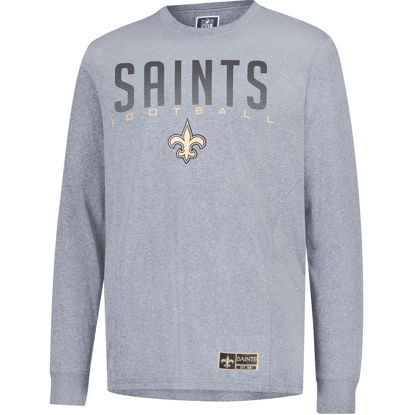 Picture of Ultra Game NFL Official Adults Super Soft Game Day Long Sleeve T-Shirt - Unisex, New Orleans Saints, Heather Gray, Medium