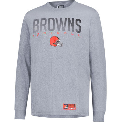 Picture of Ultra Game NFL Official Adults Super Soft Game Day Long Sleeve T-Shirt - Unisex, Cleveland Browns, Heather Gray, Small