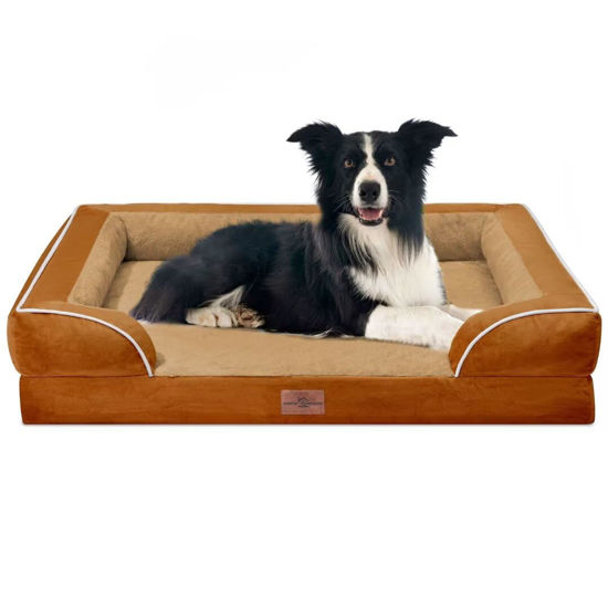 Picture of Comfort Expression Large Dog Beds Orthopedic Foam, Waterproof Dog Beds for Large Sized Dogs, Comfy Washable Pet Bed Sofa with Removable Cover & Non-Slip Bottom(Large,Caramel)