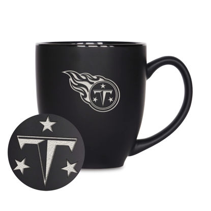 Picture of Rico Industries NFL Football Tennessee Titans Main 15oz Laser Engraved Matte Black Ceramic Bistro Mug - For Hot or Cold Drinks