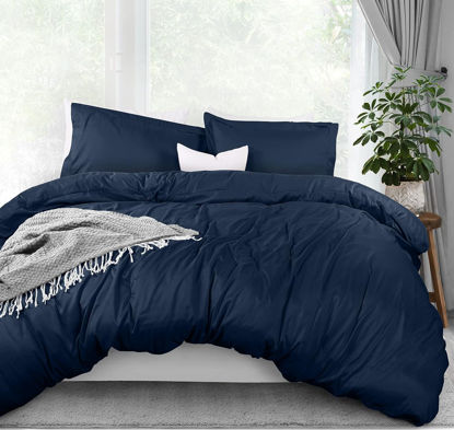 Picture of Utopia Bedding Duvet Cover Queen Size - 1 Duvet Cover with 2 Pillow Shams - 3 Pieces Bedding Duvet Cover with Zipper Closure - Soft Brushed Microfiber, 90 X 90 Inches (Queen, Navy)