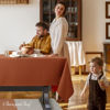 Picture of Biscaynebay Fall Tablecloth Textured Fabric 90x132 Inch Rectangular, Rust Thanksgiving Autumn Harvest Water Resistant Fabric Tablecloths for Kitchen, Dining, Wedding, Parties Machine Washable