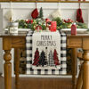 Picture of Artoid Mode Waterclor Buffalo Plaid Christmas Trees Merry Xmas Table Runner, Seasonal Winter Holiday Kitchen Dining Table Decoration for Indoor Outdoor Home Party Decor 13 x 48 Inch