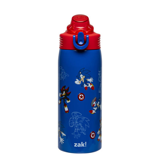 Picture of Zak Designs Sonic the Hedgehog Sage Kids Water Bottle For School or Travel, 19oz Stainless Steel Water Bottle With Straw, Handle, and Leak-Proof, Pop-Up Spout Cover (Sonic & Shadow)