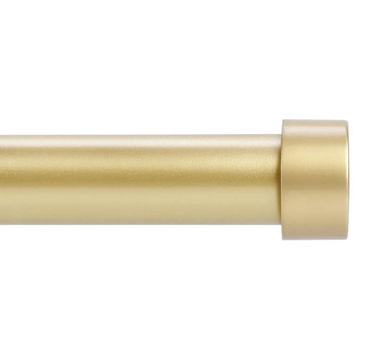 Picture of VOIIY Gold Curtain Rods for Windows 66 to 120 Inch(5.5-10 Feet),1" Diameter Drapery Rods with Modern Style End Cap Finials,Size:36-120 Inch