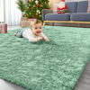 Picture of OLANLY Area Rugs for Living Room Bedroom, Machine Washable 4x5.9 Feet Soft Fluffy Shaggy Bedside Rug, Indoor Floor Carpet for Kids Girls Boys, Dorms, Nursery Rooms, Home Decor Aesthetic, Mint Green