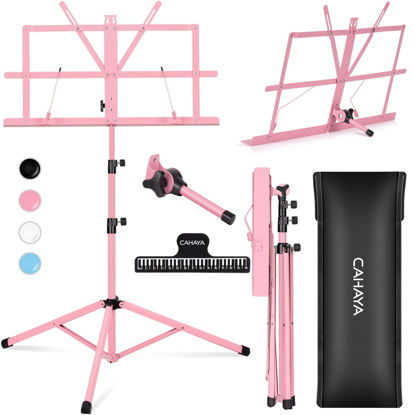 Picture of CAHAYA Sheet Music Stand Folding Music Stand Portable with Carrying Bag for Books Notes Pink CY0204-1