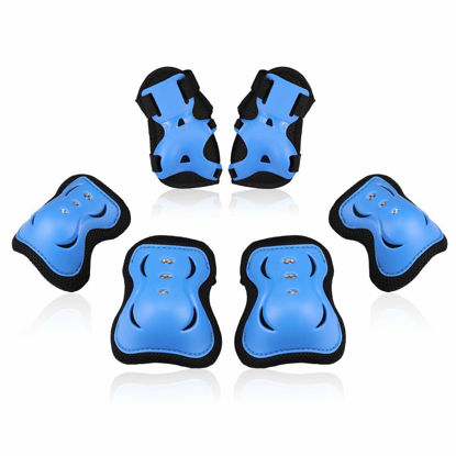 Picture of Kids/Youth Knee Pad Elbow Pads Guards Protective Gear Set for Roller Skates Cycling BMX Bike Skateboard Inline Skatings Scooter Riding Sports (Black / Blue, Medium(9-15 years))