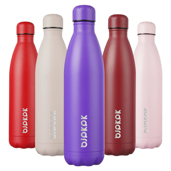 Picture of BJPKPK 25oz Stainless Steel Water Bottles Insulated Water Bottle Travel Sports Metal Water Bottles, Purple Cap