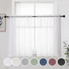 Picture of OWENIE Short White Sheer Curtains 36 Inches 2 Panels Set - Kitchen Tiers Valances Curtains Light Filter Rod Pocket Voile Cafe Curtains for Kitchen Bathroom Small Half Window, 42 in W x 36 in L