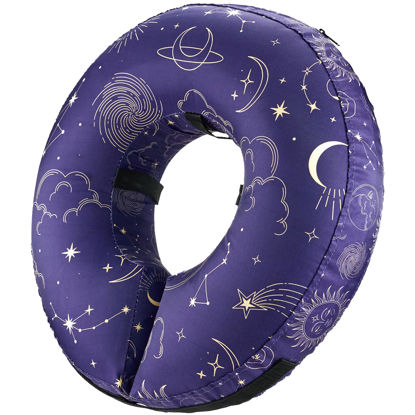 Picture of BENCMATE Protective Inflatable Collar for Dogs and Cats - Soft Pet Recovery Collar Does Not Block Vision E-Collar (Constellation, Small)