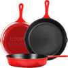Picture of Utopia Kitchen Saute Fry Pan - Pre-Seasoned Cast Iron Skillets Set 3-Piece Frying Pan comprised of 6", 8", and 10" Cast Iron Pan - Easy Use in the Oven, Stove, Grill, or Campfire - Red