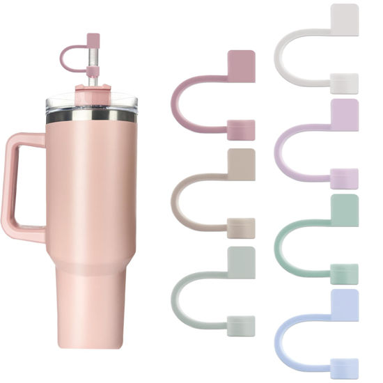 Picture of 7Pcs 0.4in/10mm Diameter Silicone Straw Covers Cap Compatible with Stanley 20 30&40 Oz Cup, Straw Toppers for Stanley 40 Oz Tumbler with Handle, Dust-Proof Straw Caps for Water Bottle