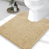 Picture of Smiry Luxury Chenille Toilet Rugs U-Shaped 24x20, Soft Absorbent Non-Slip Contour Bathroom Rugs for Toilet, Machine Washable Contoured Bath Mats, Beige