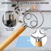 Picture of TEEVEA Danish Dough Whisk Stainless Steel Dough Hook Dutch Whisk for Sourdough Bread Dough Mixer Hand Wooden Handle Kitchen Whisking Mixing Tool Bread Making Tools and Supplies