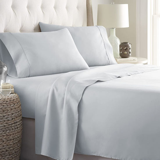 Picture of Danjor Linens Twin XL Sheets - Hotel Luxury Essentials Bedding - 4 pc Soft Bedding & Pillowcases Set with Deep Pockets - Breathable Bed Sheets, Wrinkle Free - Ice Blue Sheets