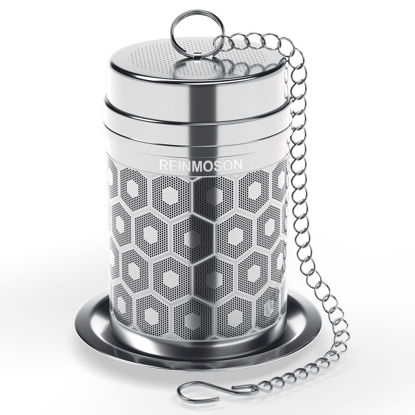 Picture of Reinmoson Tea Strainers for Loose Tea, Extra Fine Mesh Tea Infuser, 304 Stainless Steel & Updated Slim Threaded Lid, Loose Leaf Tea Steeper for Black Tea, Rooibos, etc