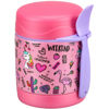 Picture of Pawtong 10oz Soup Thermo for Hot Food Kids Insulated Food Jar,Thermo Hot Food Lunch Container, Width Mouth Stainless Steel Lunch Box for Kids with Spoon (Pink-flamingo)