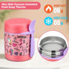 Picture of Pawtong 10oz Soup Thermo for Hot Food Kids Insulated Food Jar,Thermo Hot Food Lunch Container, Width Mouth Stainless Steel Lunch Box for Kids with Spoon (Pink-flamingo)