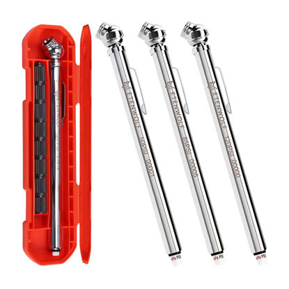 Picture of ETENWOLF Pencil Tire Pressure Gauge 3 Pack (10-50PSI, 10-85PSI, 20-120PSI), Tire Gauges for Tire Pressure, Air Pressure Gauge for Tires, with 3 Storage Case and 16 Tire Caps
