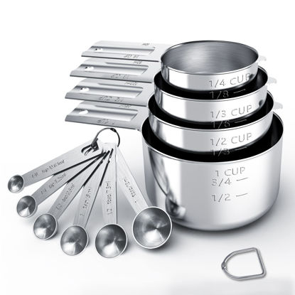 Picture of TILUCK Stainless Steel Measuring Cups & Spoons Set, Cups and Spoons,Kitchen Gadgets for Cooking & Baking (Medium)