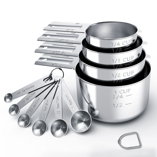 Picture of TILUCK Stainless Steel Measuring Cups & Spoons Set, Cups and Spoons,Kitchen Gadgets for Cooking & Baking (Medium)