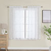 Picture of OWENIE Furman Sheer White Curtains 45 Inch Length 2 Panels Set for Living Room Bedroom Bathroom Window, Airy Jacquard Clip Short Curtains for Small Window, 40Wx45L inch