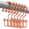 Picture of Titanker Shower Curtain Hooks Rings Rust Resistant Metal Double Glide Shower Hooks Rings for Bathroom Shower Rods Curtains, Set of 12 Hooks - Rose Gold