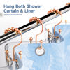 Picture of Titanker Shower Curtain Hooks Rings Rust Resistant Metal Double Glide Shower Hooks Rings for Bathroom Shower Rods Curtains, Set of 12 Hooks - Rose Gold