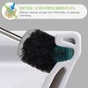 Picture of AONEZ Compact Toilet Brush & Holder, Stainless Steel Handle, Space Saving for Storage, Deep Cleaning, Drip-Proof, Easy to Assemble, Nylon Bristles, White & Grey