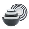 Picture of COOK WITH COLOR Mixing Bowls with TPR Lids - 12 Piece Plastic Nesting Bowls Set includes 6 Prep Bowls and 6 Lids, Microwave Safe Mixing Bowl Set (Black and White)