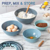 Picture of COOK WITH COLOR Mixing Bowls with Non Slip Bottom - 12 Piece Plastic Nesting Bowls Set includes 6 Prep Bowls and 6 Tritan Lids - Microwave Safe (Blue)