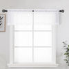 Picture of OWENIE White Sheer Curtains for Kitchen Valance Set of 2, Small Short Modern Rod Pocket Voile Valance Curtain Window Treatment Decor for Living Room Bathroom Cafe Laundry Basement, 42" W x 14" L