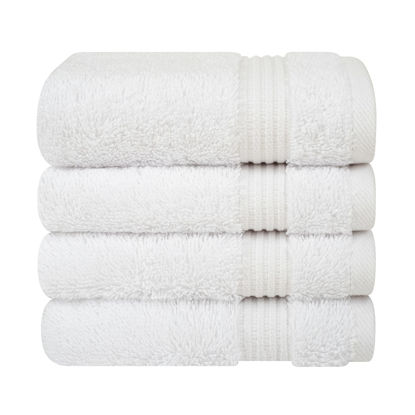 Picture of Cotton Paradise 100% Cotton Turkish Washcloths for Bathroom 4 Piece Soft Absorbent Small Hand Face Towels Fluffy Wash Rags for Body, White Wash Cloths