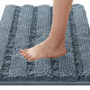 Picture of H.VERSAILTEX Bathroom Rugs Bath Rugs for Bathroom Non Slip Bath Mats Extra Thick Chenille Striped Rug 17" x 24" Absorbent Soft Shaggy Washable Dry Fast Bath Mats for Bathroom Floor - Stone Blue