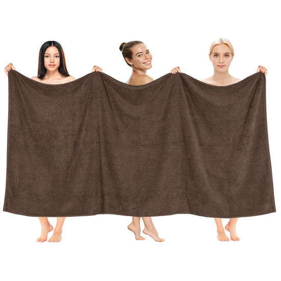 Picture of Cotton Paradise Oversized Bath Sheet, 100% Cotton 40x80 Clearance Bath Towel Sheet, Turkish Extra Large Bath Towel for Bathroom, Brown Bathsheet