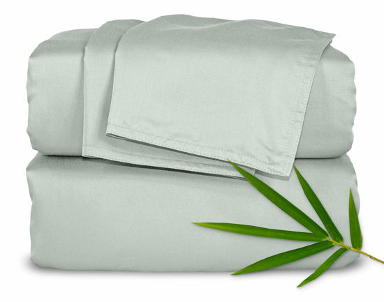 Picture of Full Sheets by Pure Bamboo, Genuine 100% Organic Viscose Derived from Bamboo Bed Sheet Set, Luxuriously Soft & Cooling, Double Stitching, Lifetime Quality Promise (Full, Sea Glass)
