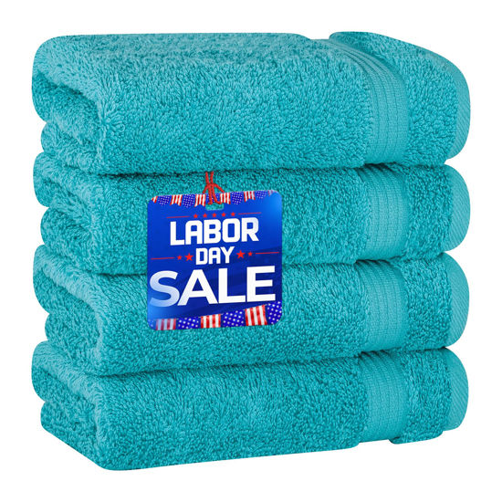 Picture of Cotton Paradise Hand Towels for Bathroom, 100% Cotton Turkish 4 Piece Hand Towel Set, Soft Absorbent Face Towels Clearance Set, Aqua Blue Hand Towels