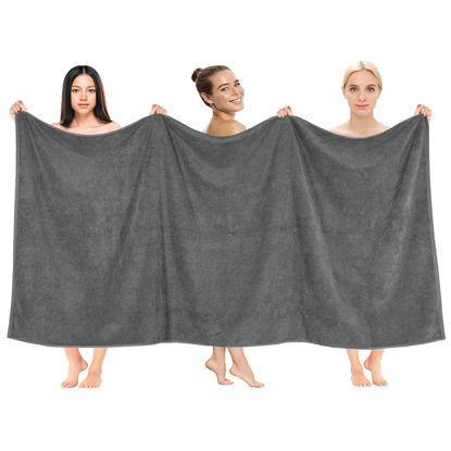 Picture of Cotton Paradise Oversized Bath Sheet, 100% Cotton 40x80 Clearance Bath Towel Sheet, Turkish Extra Large Bath Towel for Bathroom, Dark Gray Bathsheet