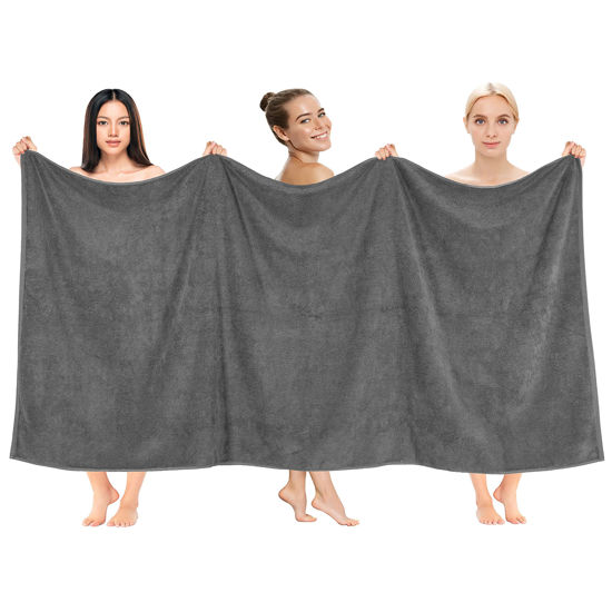 Picture of Cotton Paradise Oversized Bath Sheet, 100% Cotton 40x80 Clearance Bath Towel Sheet, Turkish Extra Large Bath Towel for Bathroom, Dark Gray Bathsheet
