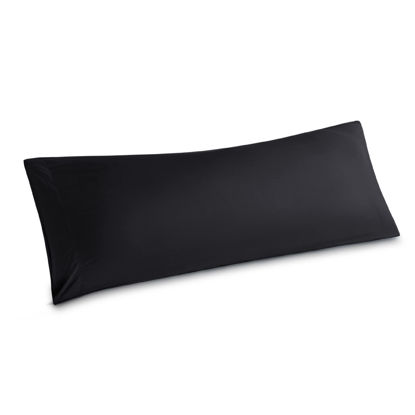 Picture of Bedsure Body Pillow Cover - Black Long Cooling Pillow Cases, 100% Rayon Derived from Bamboo, Soft & Breathable Body Pillowcase with Envelope Closure, Gifts for Women or Men, 1 Pack, 20x54 Inches