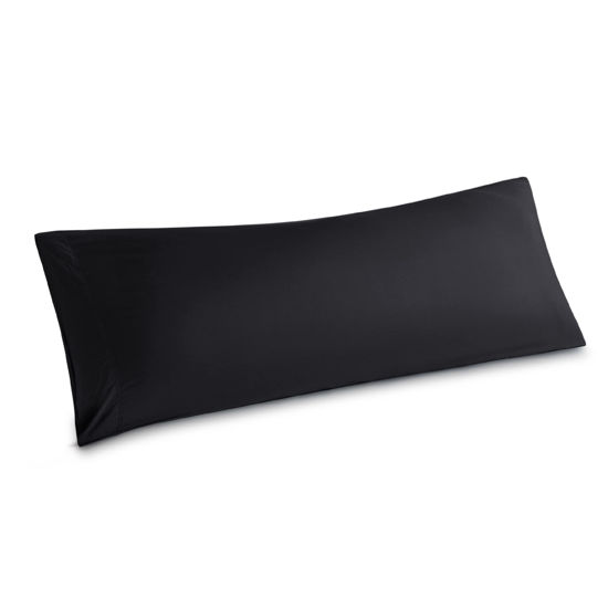 Picture of Bedsure Body Pillow Cover - Black Long Cooling Pillow Cases, 100% Rayon Derived from Bamboo, Soft & Breathable Body Pillowcase with Envelope Closure, Gifts for Women or Men, 1 Pack, 20x54 Inches