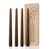 Picture of CANDWAX 10 inch Taper Candles Set of 4 - Dripless Tapered Candles and Unscented Candlesticks - Perfect as Dinner Candles and Household Candles - Brown Candles for Home Decor